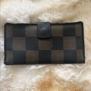 Fendi Checkered Black and Brown Wallet